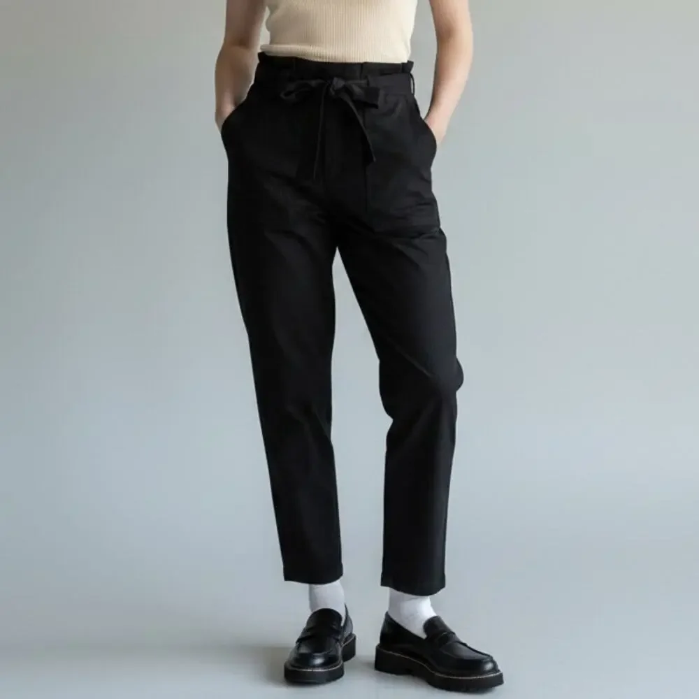 Banana Republic Linen-Cotton Utility Pant NWT Women's Sz 10 Tall Black Belted